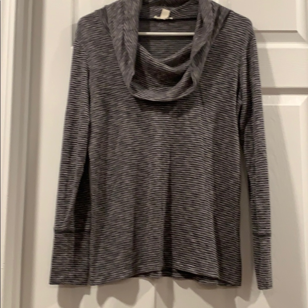 Caslon Black and Gray stripped cowl neck tunic
